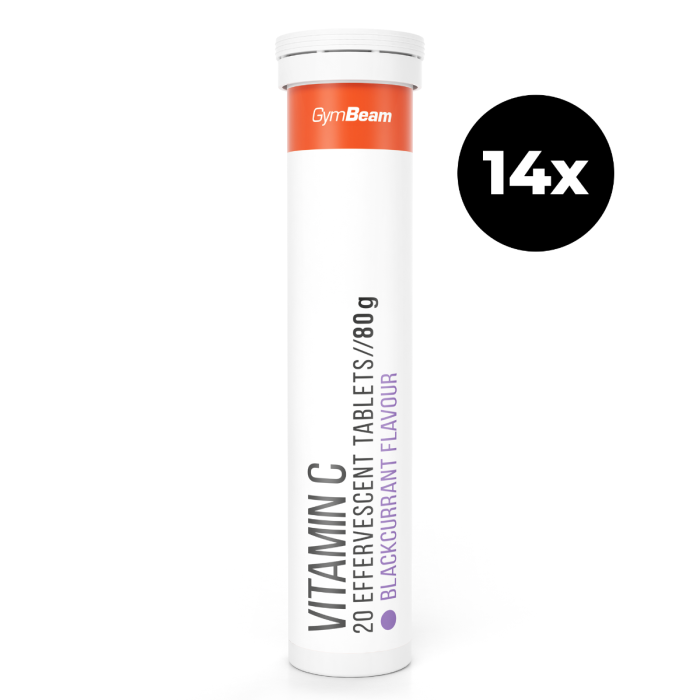 Vitamín C 1000 mg effervescent - GymBeam black currant - 14 x 20 tab