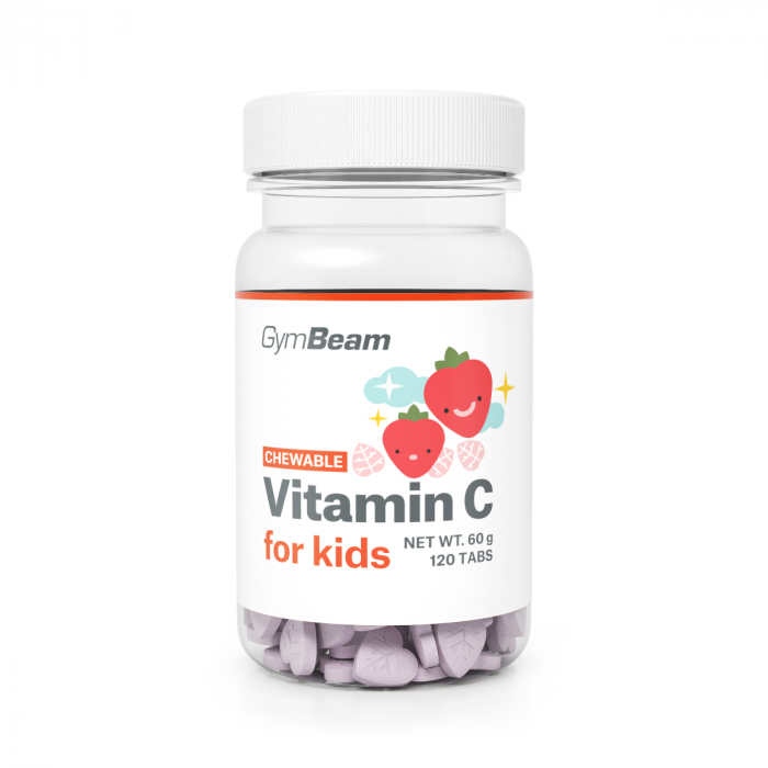 Chewable Vitamin C for kids - GymBeam 120 tab - strawberry