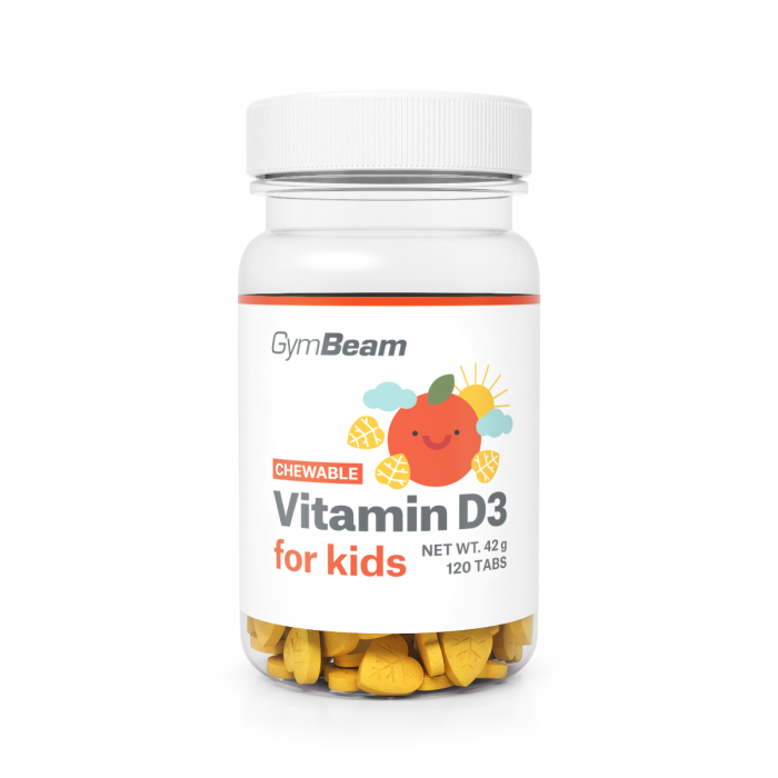Chewable Vitamin D3 for kids - GymBeam 120 tab - orange