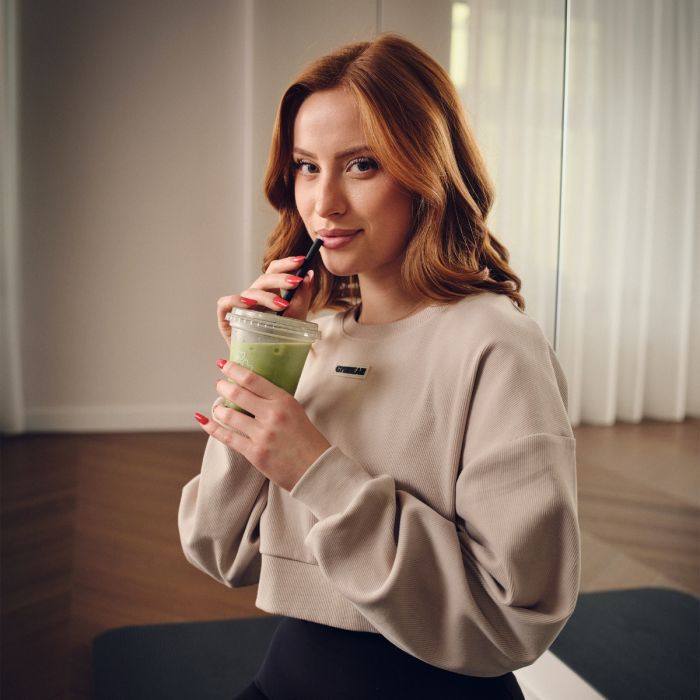 Women‘s Aura Cropped Sweatshirt Grey - GymBeam XL