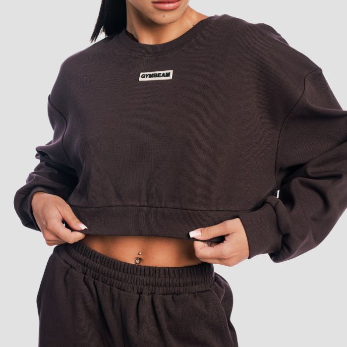 Women‘s Aura Cropped Sweatshirt Tee Brown - GymBeam XL