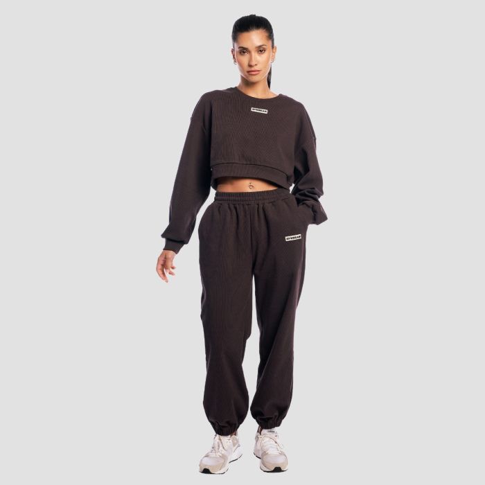 Women‘s Aura Cropped Sweatshirt Tee Brown - GymBeam XL