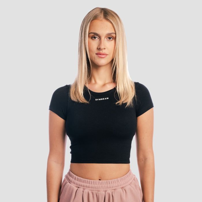 Women‘s Aura Cropped T-Shirt Black - GymBeam XL