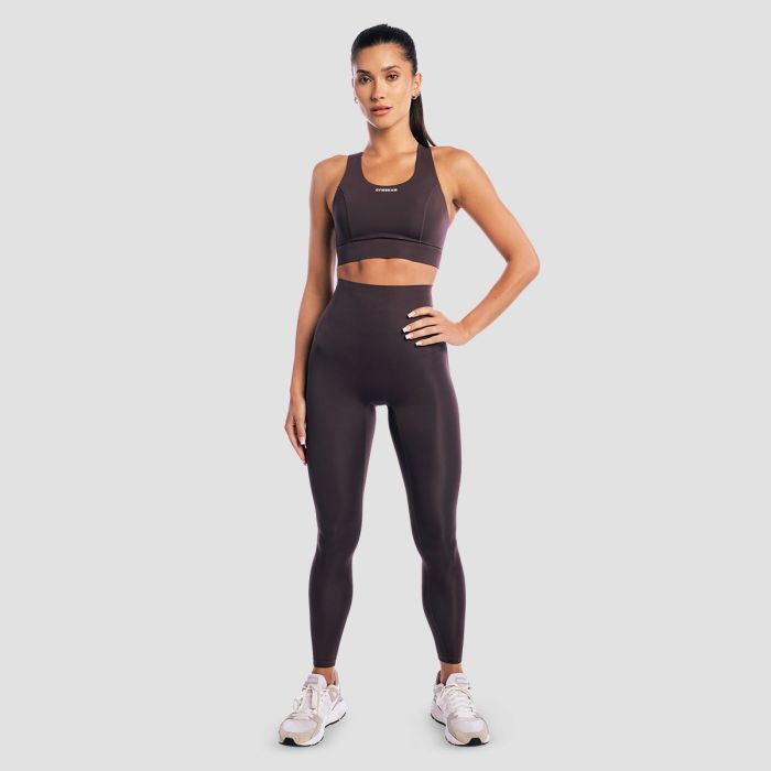 Women‘s Aura Leggings Tee Brown - GymBeam XXL