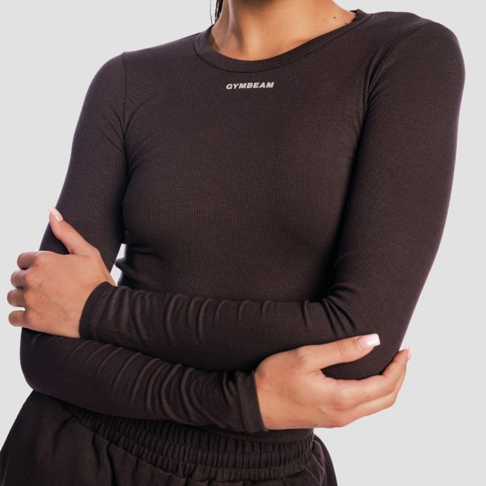 Women‘s Aura Long Sleeve T-Shirt Tee Brown - GymBeam XL