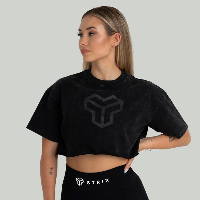 Women‘s CropTop Washed Black - STRIX L