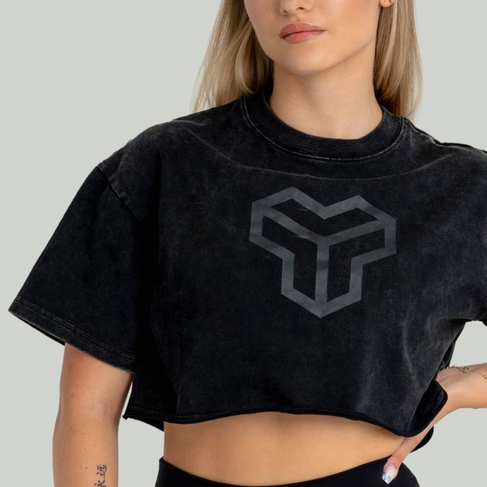 Women‘s CropTop Washed Black - STRIX L