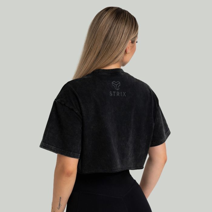 Women‘s CropTop Washed Black - STRIX L