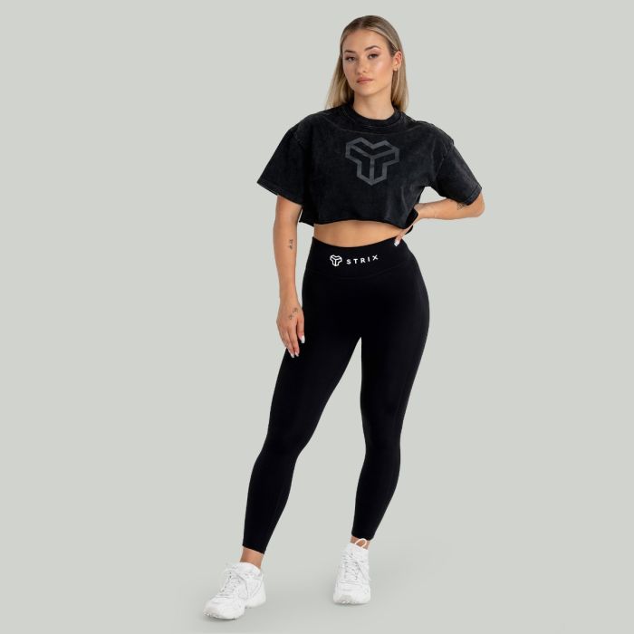 Women‘s CropTop Washed Black - STRIX L