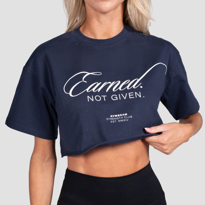 Women‘s Earned Cropped T-shirt Midnight - GymBeam L
