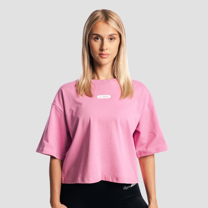 Women‘s Girls Club Boxy T-shirt Pink - GymBeam XL