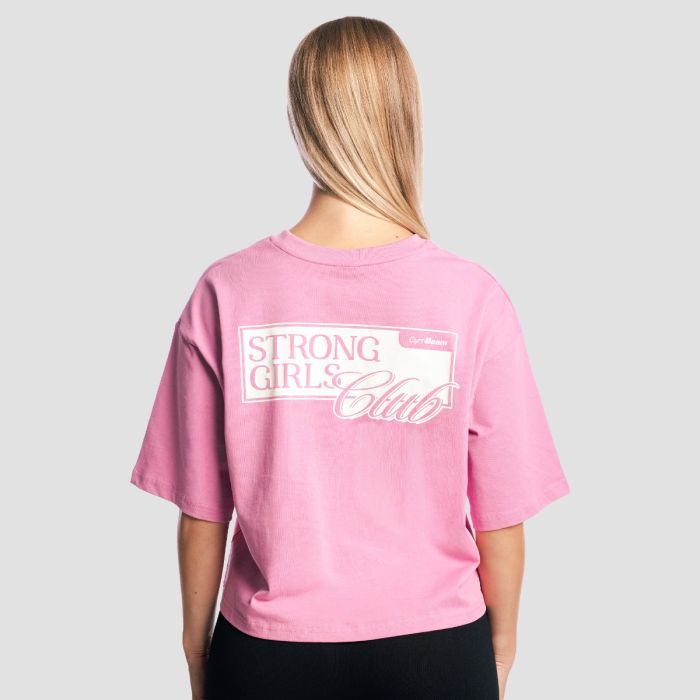Women‘s Girls Club Boxy T-shirt Pink - GymBeam XL