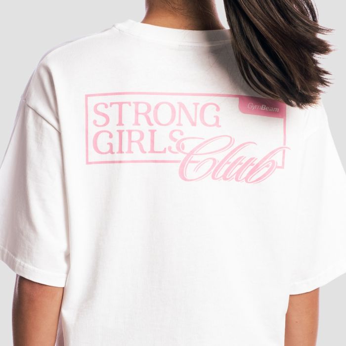Women‘s Girls Club Boxy T-shirt White - GymBeam XL
