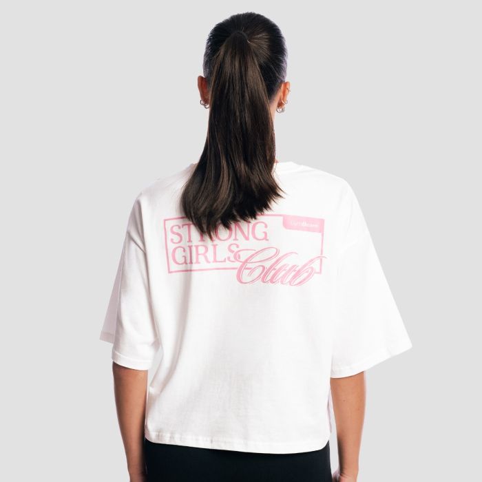 Women‘s Girls Club Boxy T-shirt White - GymBeam XL