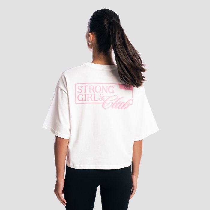 Women‘s Girls Club Boxy T-shirt White - GymBeam XL