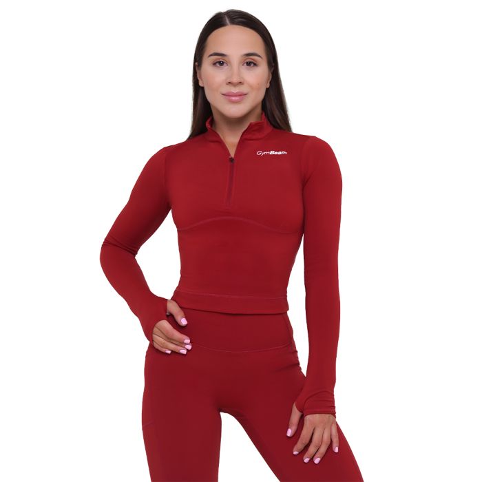 Women‘s Ignite Sports Top Dark Red - GymBeam XXL