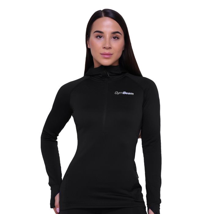 Women‘s Pulse 1/2 Zip Running Sweatshirt Black - GymBeam M
