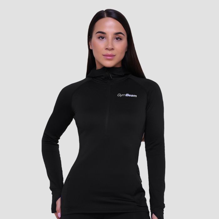Women‘s Pulse 1/2 Zip Running Sweatshirt Black - GymBeam M