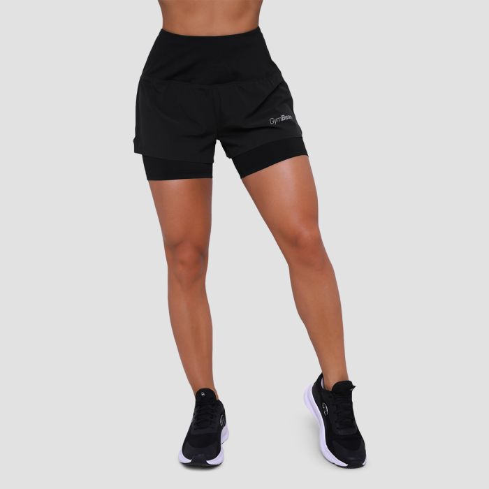 Women‘s Pulse Running shorts 2in1 Black - GymBeam XL
