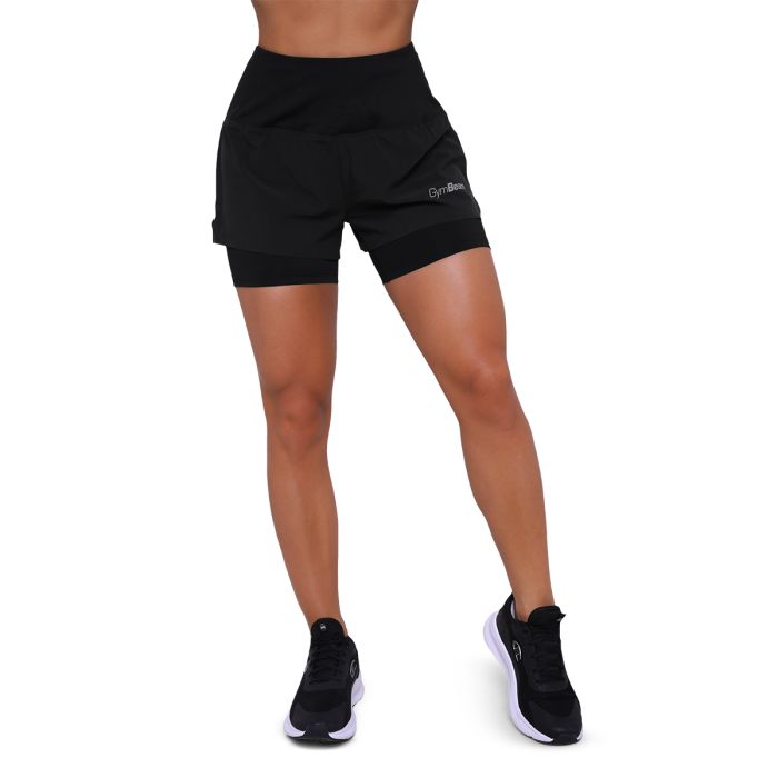 Women‘s Pulse Running shorts 2in1 Black - GymBeam XL