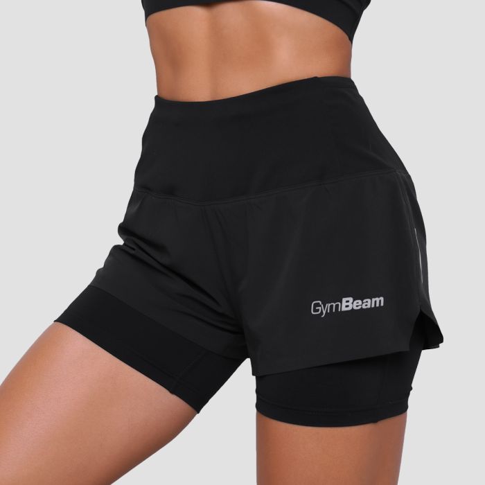 Women‘s Pulse Running shorts 2in1 Black - GymBeam XL
