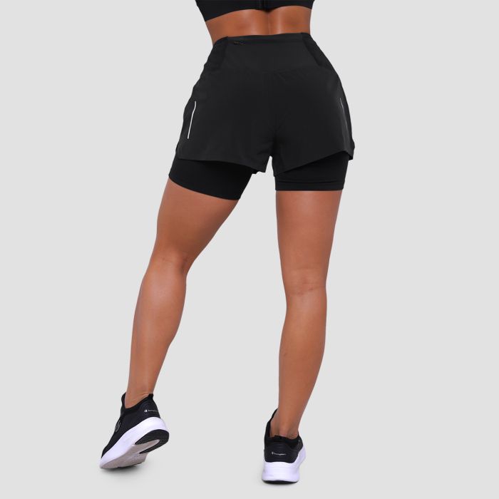 Women‘s Pulse Running shorts 2in1 Black - GymBeam XL