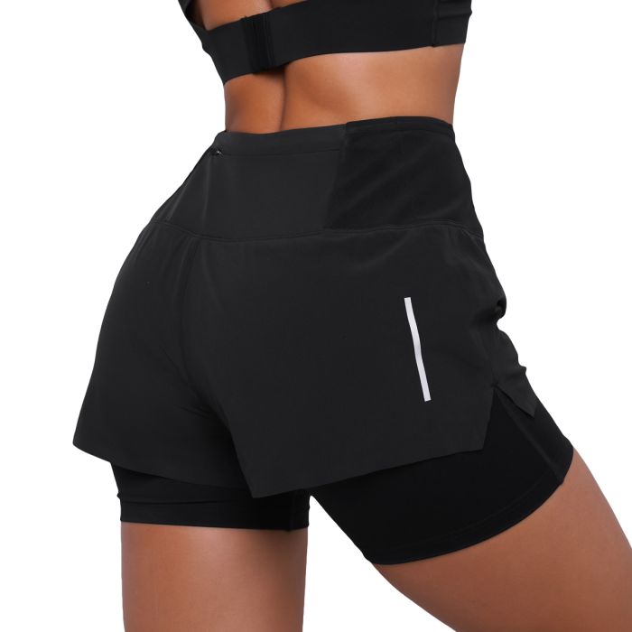 Women‘s Pulse Running shorts 2in1 Black - GymBeam XL