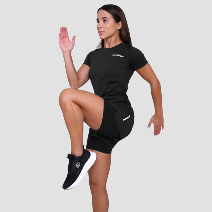 Women‘s Pulse Running shorts 2in1 Black - GymBeam XL