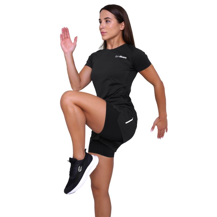 Women‘s Pulse Running shorts 2in1 Black - GymBeam XL