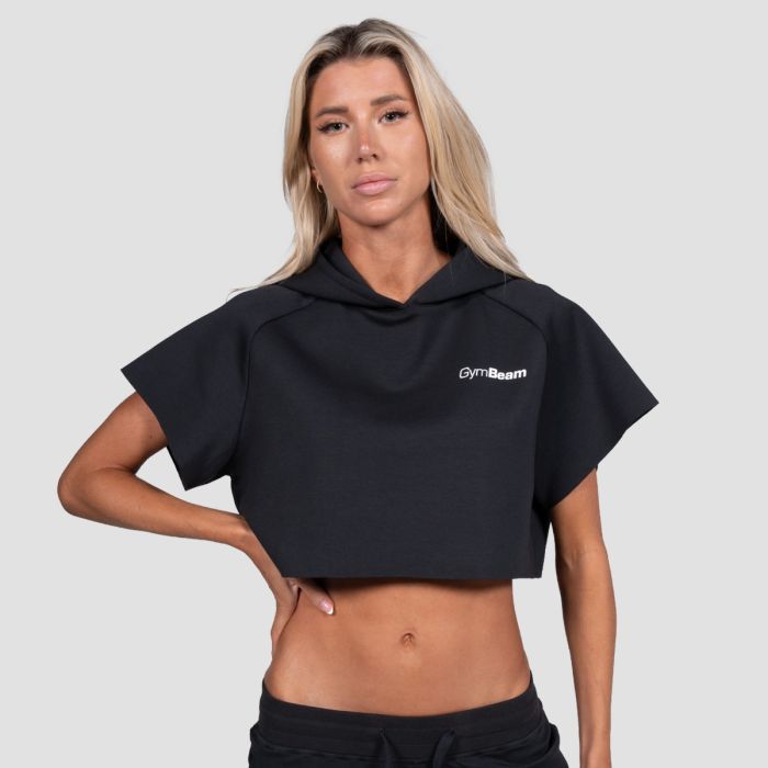 Women‘s Relay Cropped Hoodie Black - GymBeam XXL