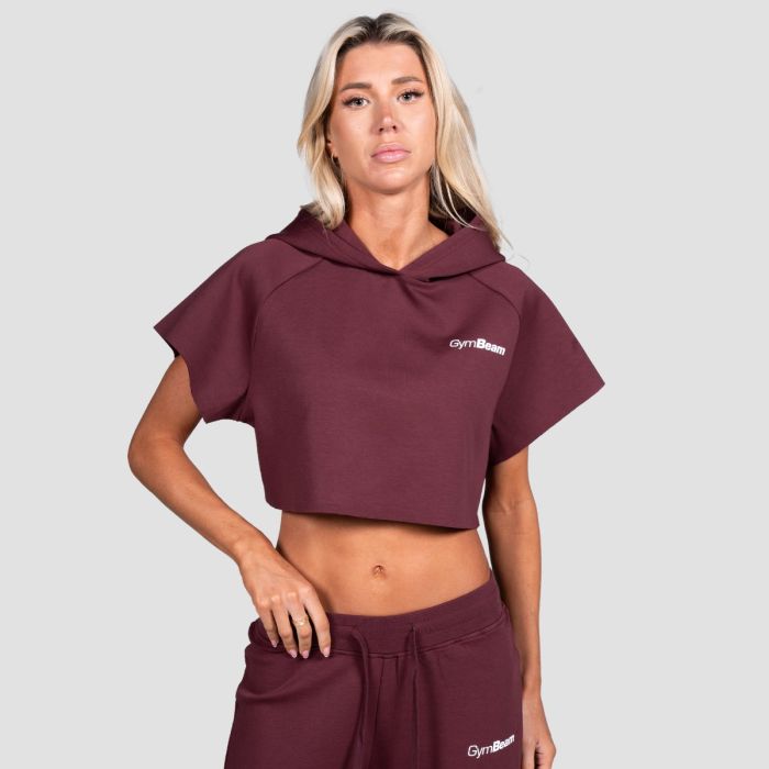 Women‘s Relay Cropped Hoodie Fig - GymBeam XXL