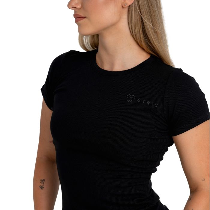Women‘s Ribbed Tee Black - STRIX XL