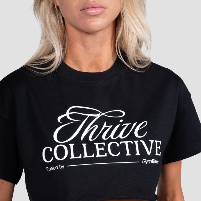 Women‘s Thrive Cropped T-shirt Black - GymBeam L