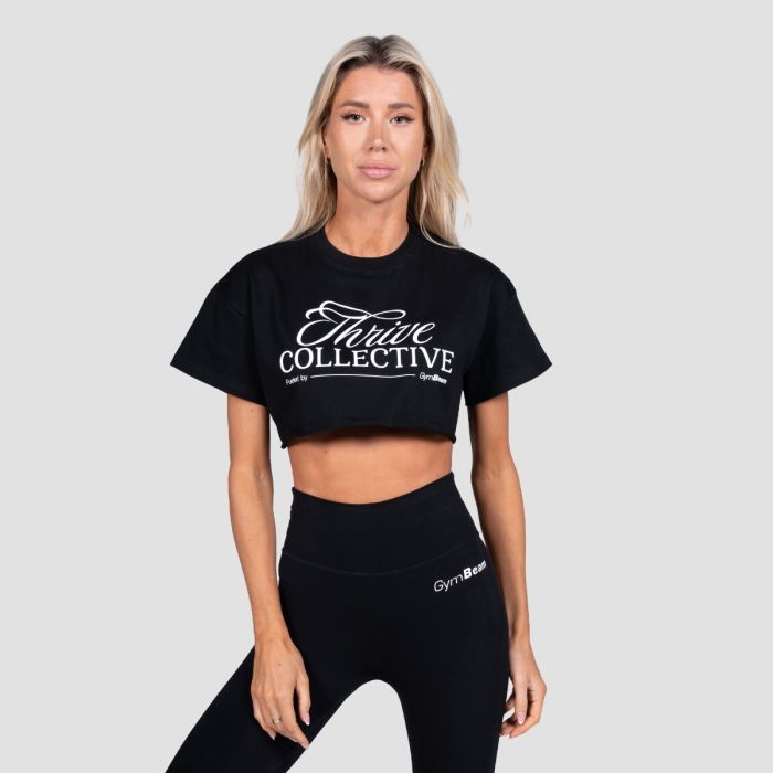Women‘s Thrive Cropped T-shirt Black - GymBeam L