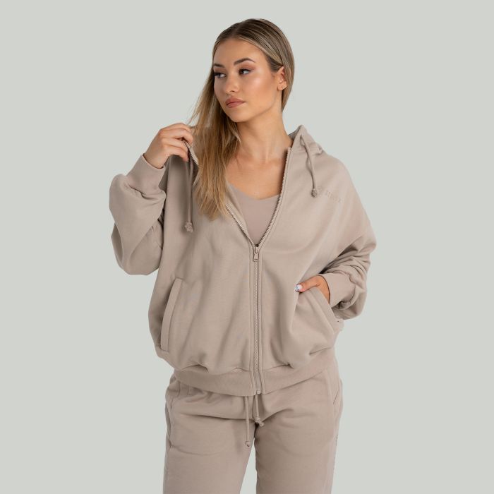 Women‘s Zip Hoodie Taupe - STRIX XL