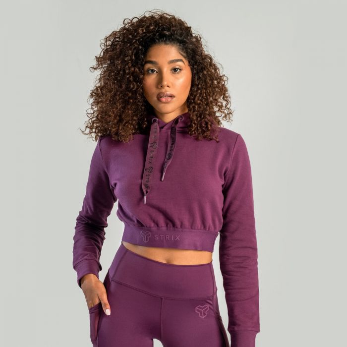 Women‘s Essential Cropped Hoodie Plum - STRIX S