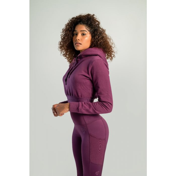 Women‘s Essential Cropped Hoodie Plum - STRIX S