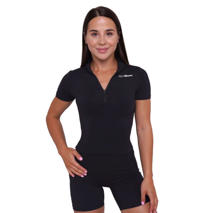 Women‘s Ignite Cropped T-shirt Black - GymBeam XL