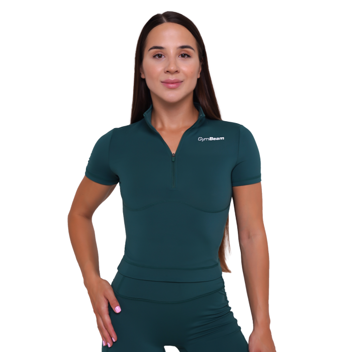 Women‘s Ignite Cropped T-shirt Dark Green - GymBeam XXL