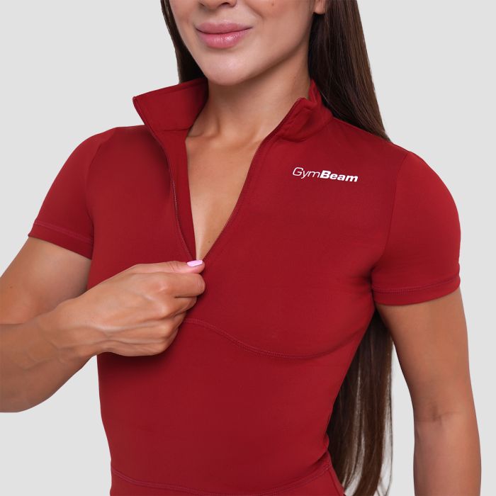 Women‘s Ignite Cropped T-shirt Dark Red - GymBeam XXL