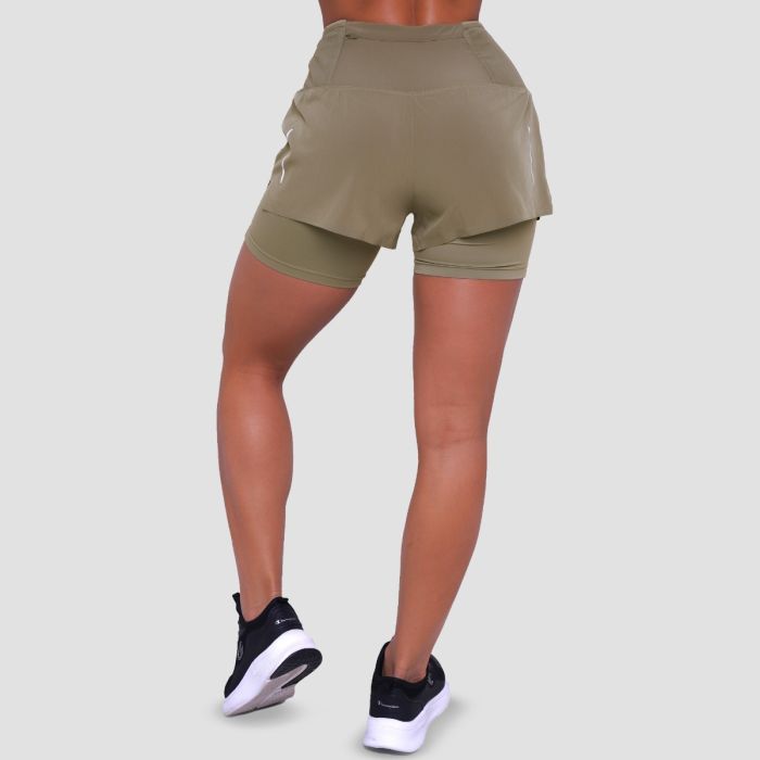Women‘s Pulse Running shorts 2in1 Vetiver - GymBeam XXL