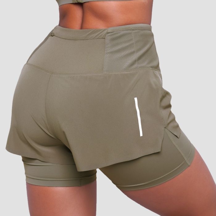 Women‘s Pulse Running shorts 2in1 Vetiver - GymBeam XXL