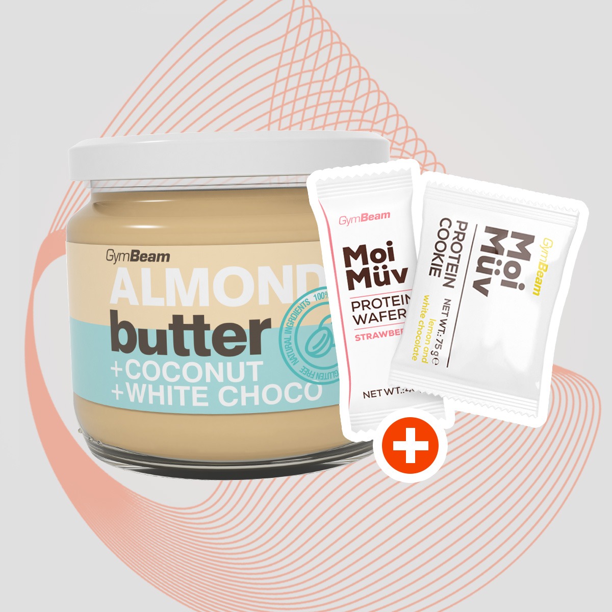 Amandelboter met kokos en witte chocolade - Gymbeam + cadeaus