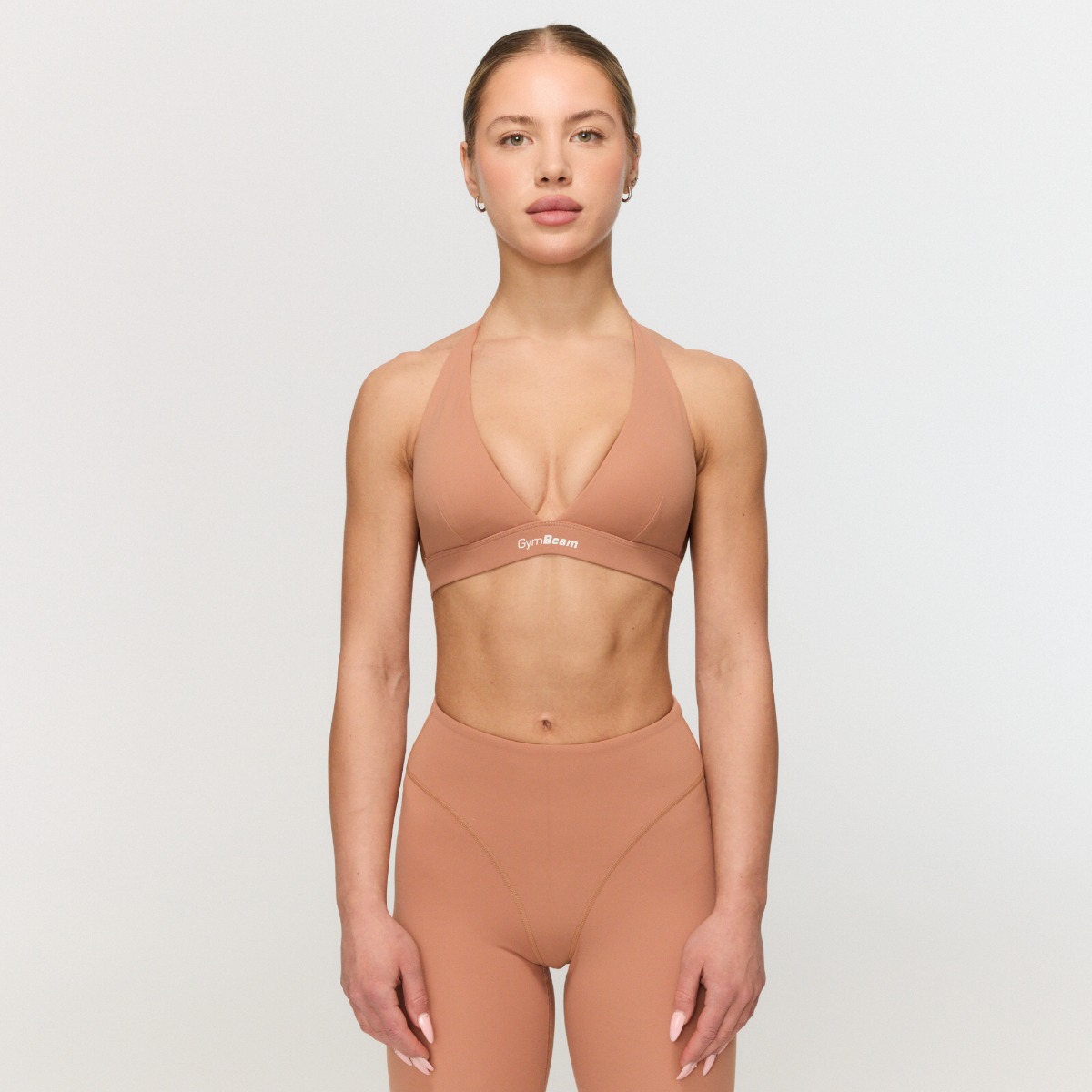 Fierce Halter Sports Bra Caramel - GymBeam