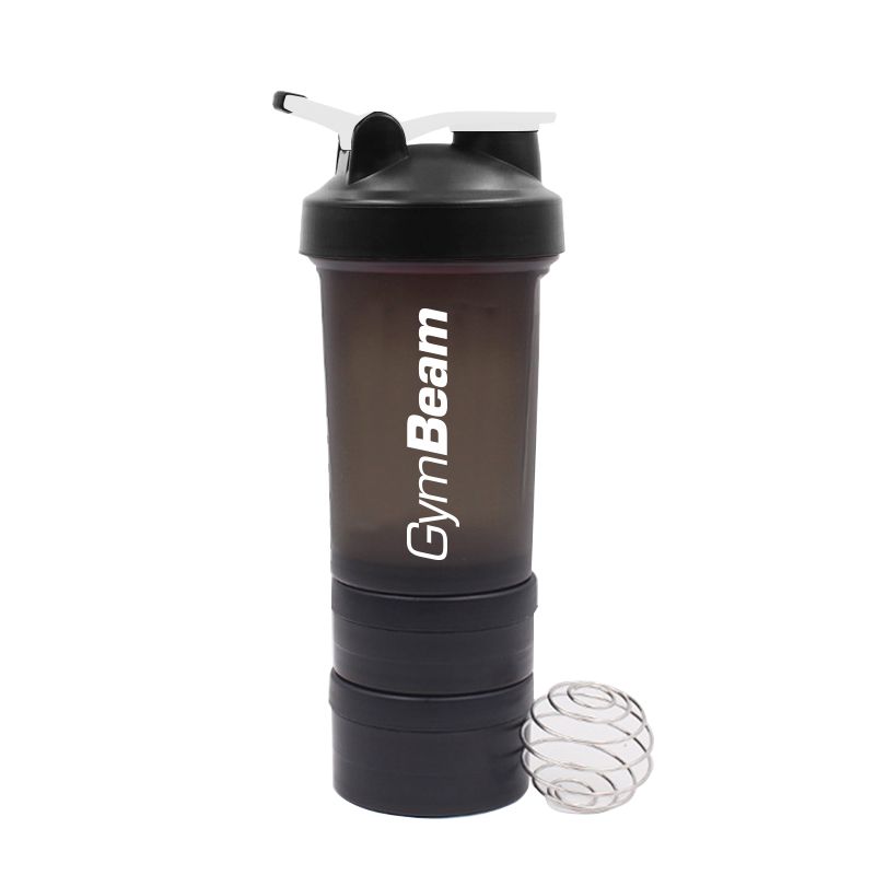 Multi-opslag Blend Fles Shaker Zwart Wit 600 ml - GymBeam