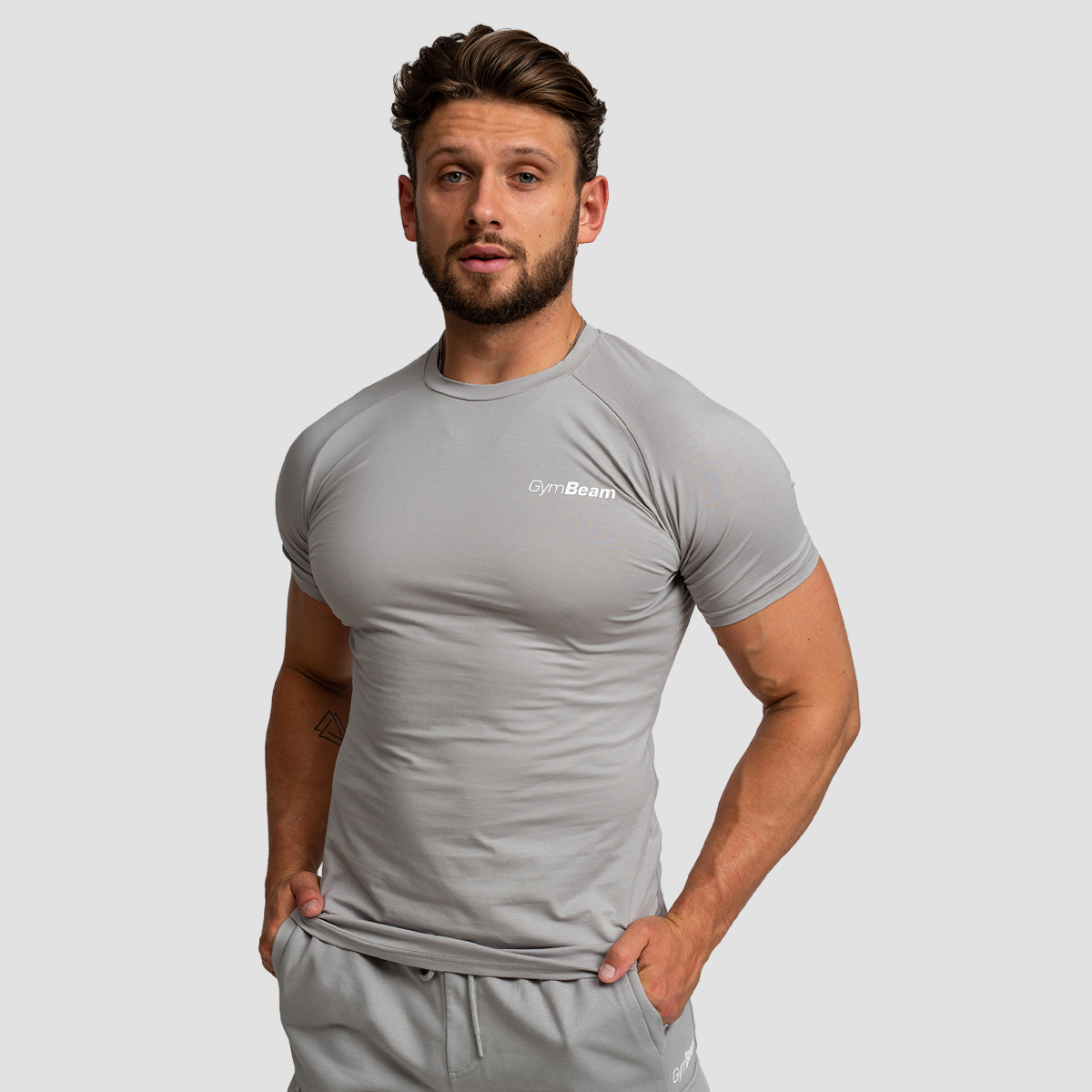 Heren Fitted TRN T-shirt Grijs - GymBeam