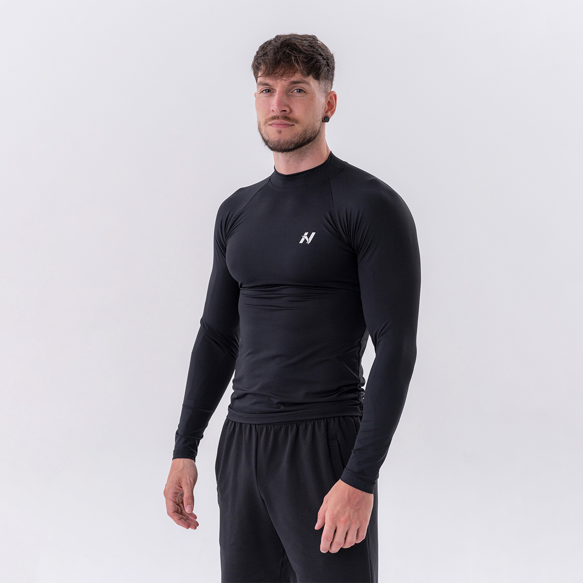 Men‘s T-shirt Long-Sleeve Active Black - NEBBIA