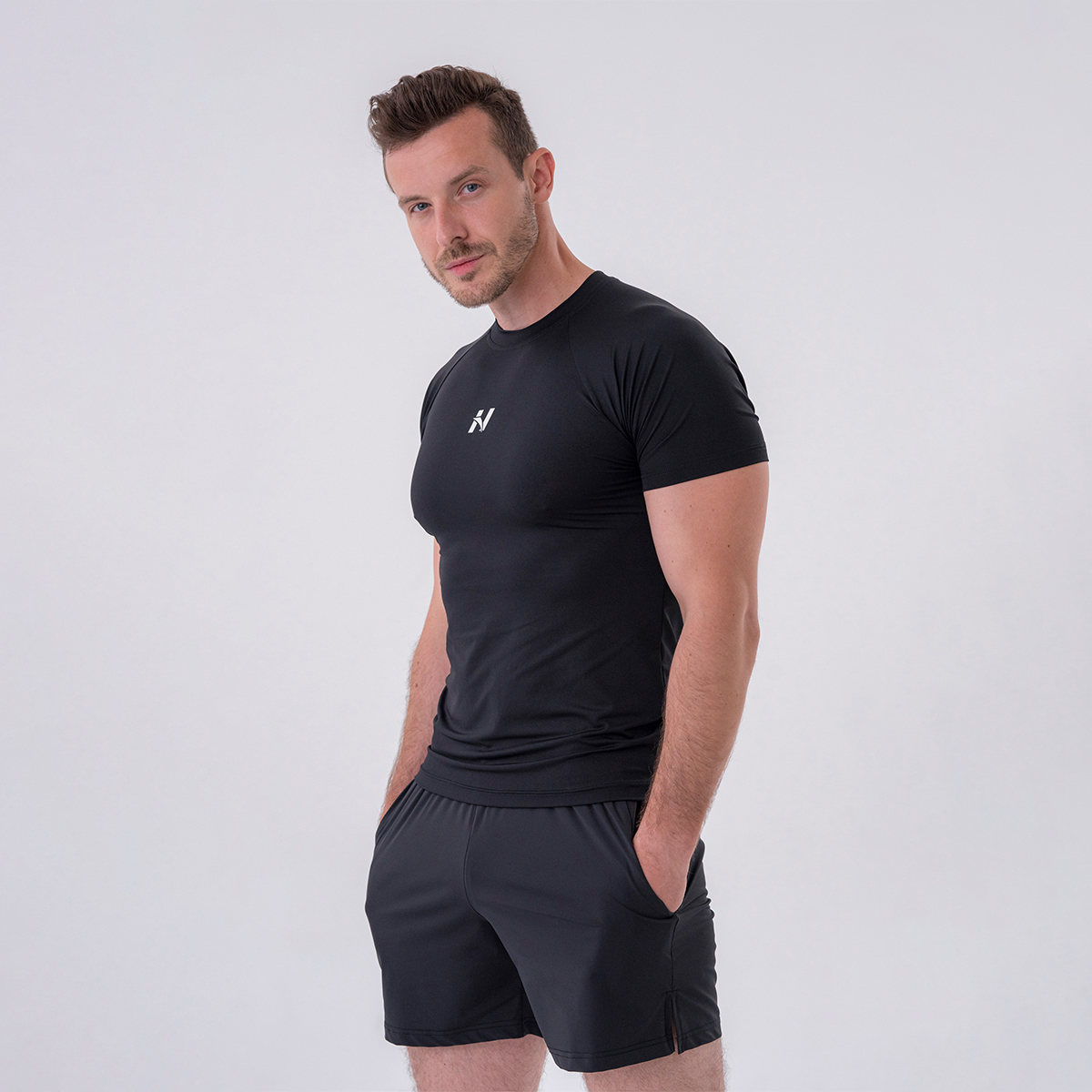 Men‘s T-shirt Slim-fit Black - NEBBIA