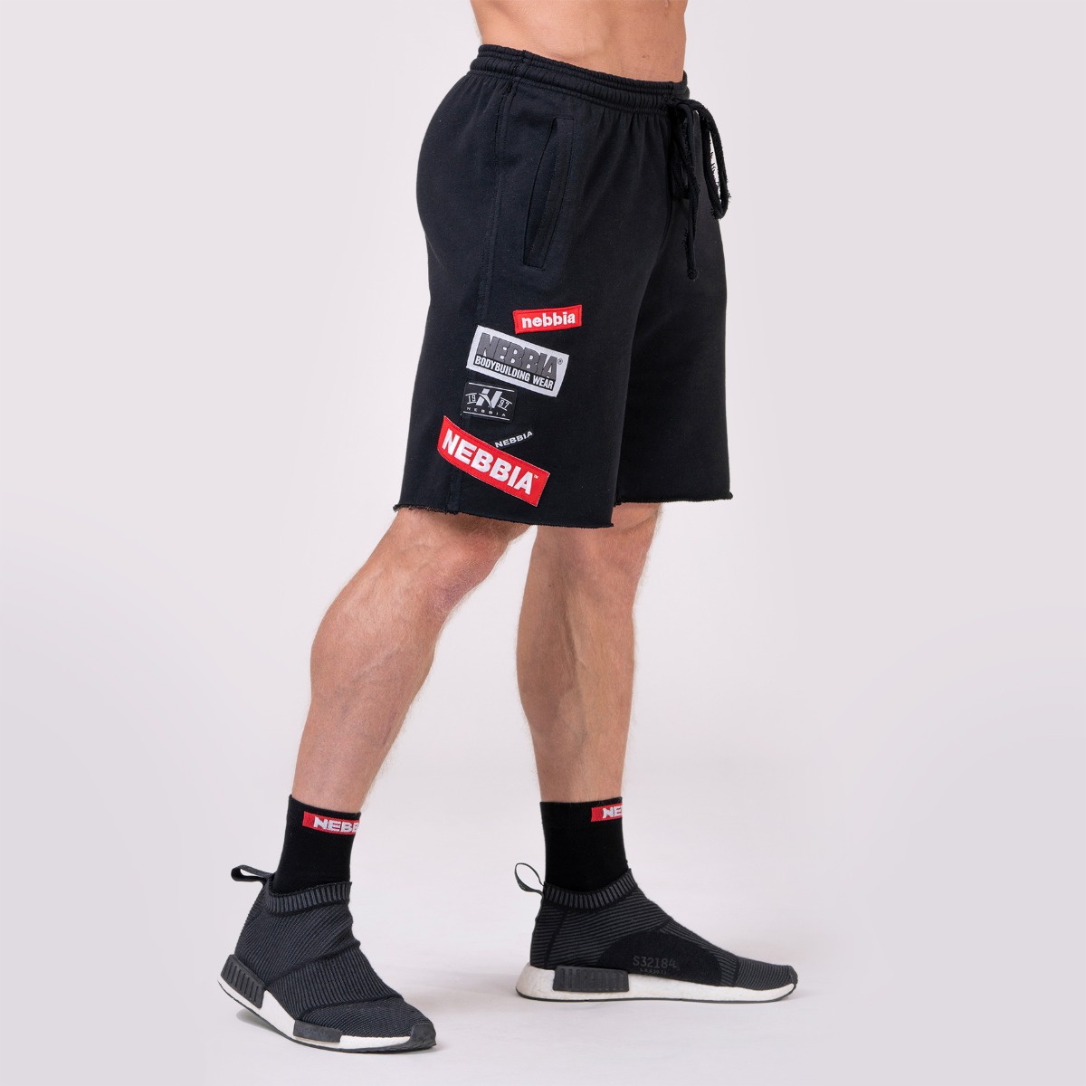 Men‘s Shorts Logo Tapping Black - NEBBIA