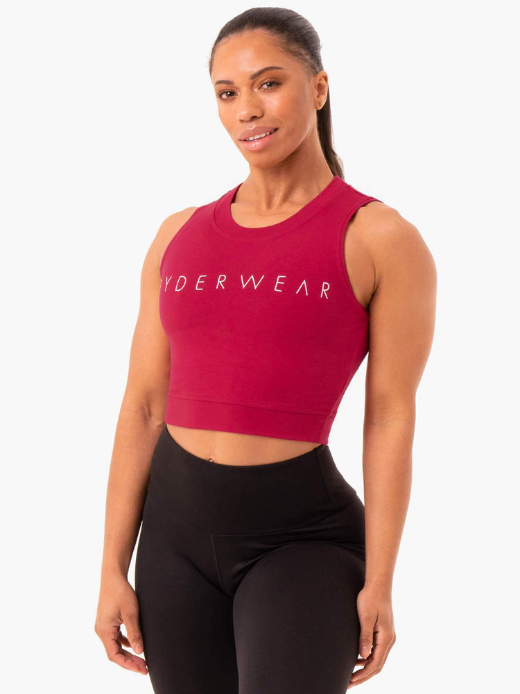 Women‘s Motion Crop Top Wine Red - Ryderwear